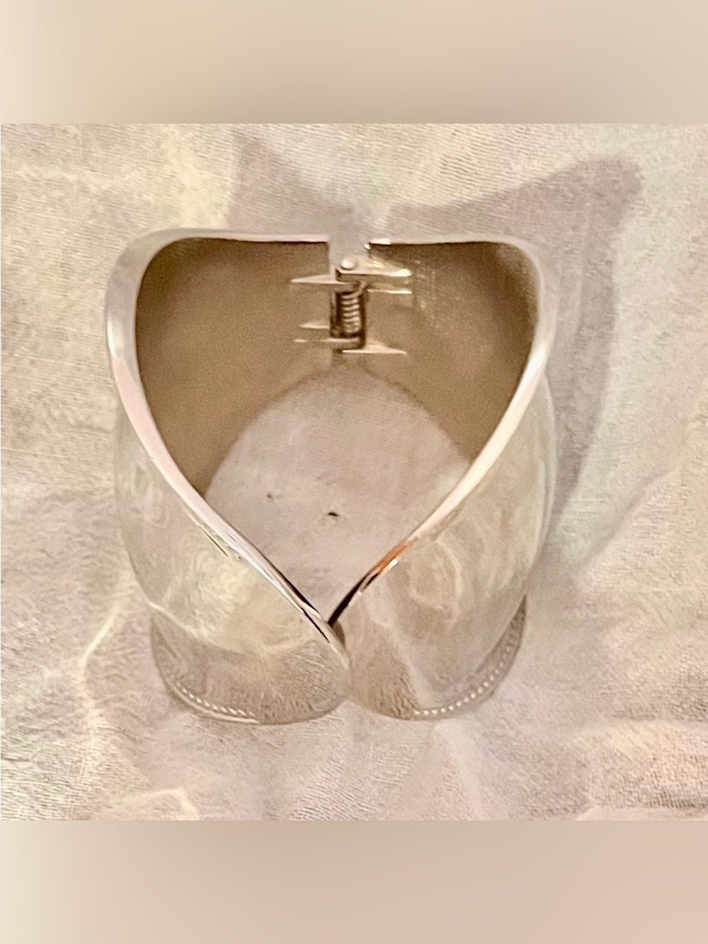Vintage Bold Silver Mirror Chrome 8”x 2” Statement Hinged Bracelet Goth Punk Y2K